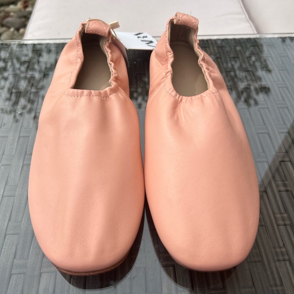 Zara Blush Pink Leather Soft Minimalist Slip On Ballet Flats 38 7.5 - Picture 4 of 11